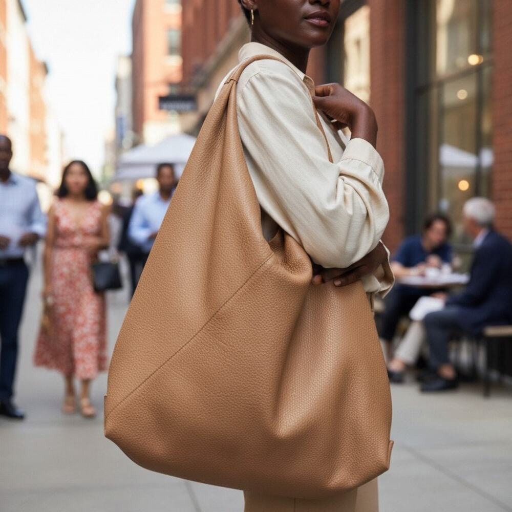 Shiraleah Arden Tote Tan Vegan Leather Suede Bag Slouchy Hobo Shoulder Carryall